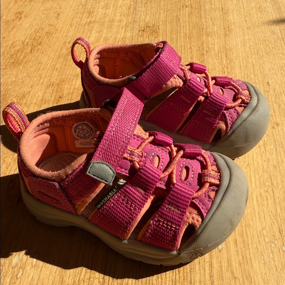 Keen Pink and Orange water shoes, sandals.
